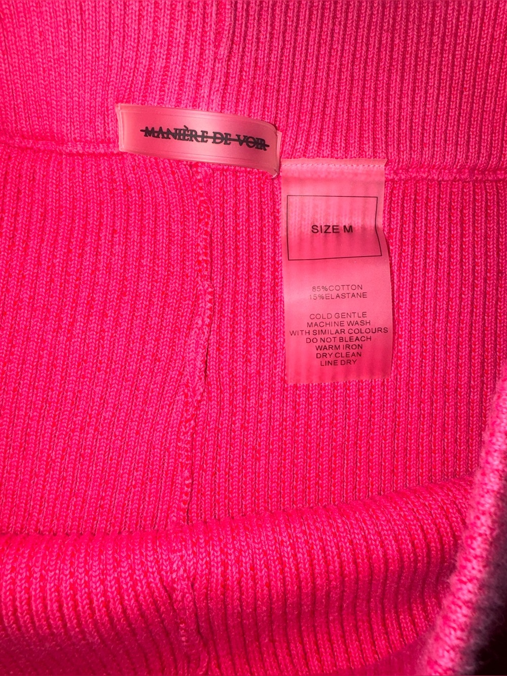 Manière De Voir Pink Ombre Ribbed Knit Bell Bottom Flare Pants Y2K Barbiecore M - Picture 5 of 6
